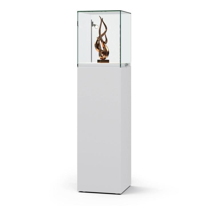 Haubenvitrine-V002-HSU-11-w-beleuchtet Haubenvitrine - die Glashauben-Vitrine als Sockelvitrine